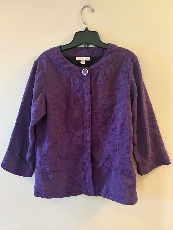 Coldwater Creek Jackets & Blazers - Coldwater Creek Purple Crinkle Textured Collarless Jacket, women’s Sz 8.